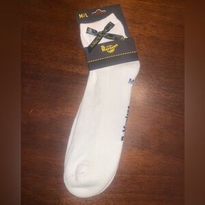Dr. Martens M/L (9-14) bow Socks White Organic w/logo 1 Pair New With Tags